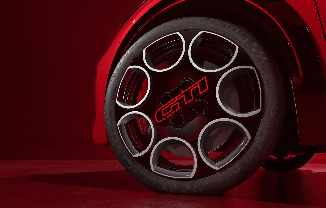 Фото обои Пежо, Peugeot, электрокар, колесный диск, 2025, хот-хэтч, Peugeot E-208 GTi