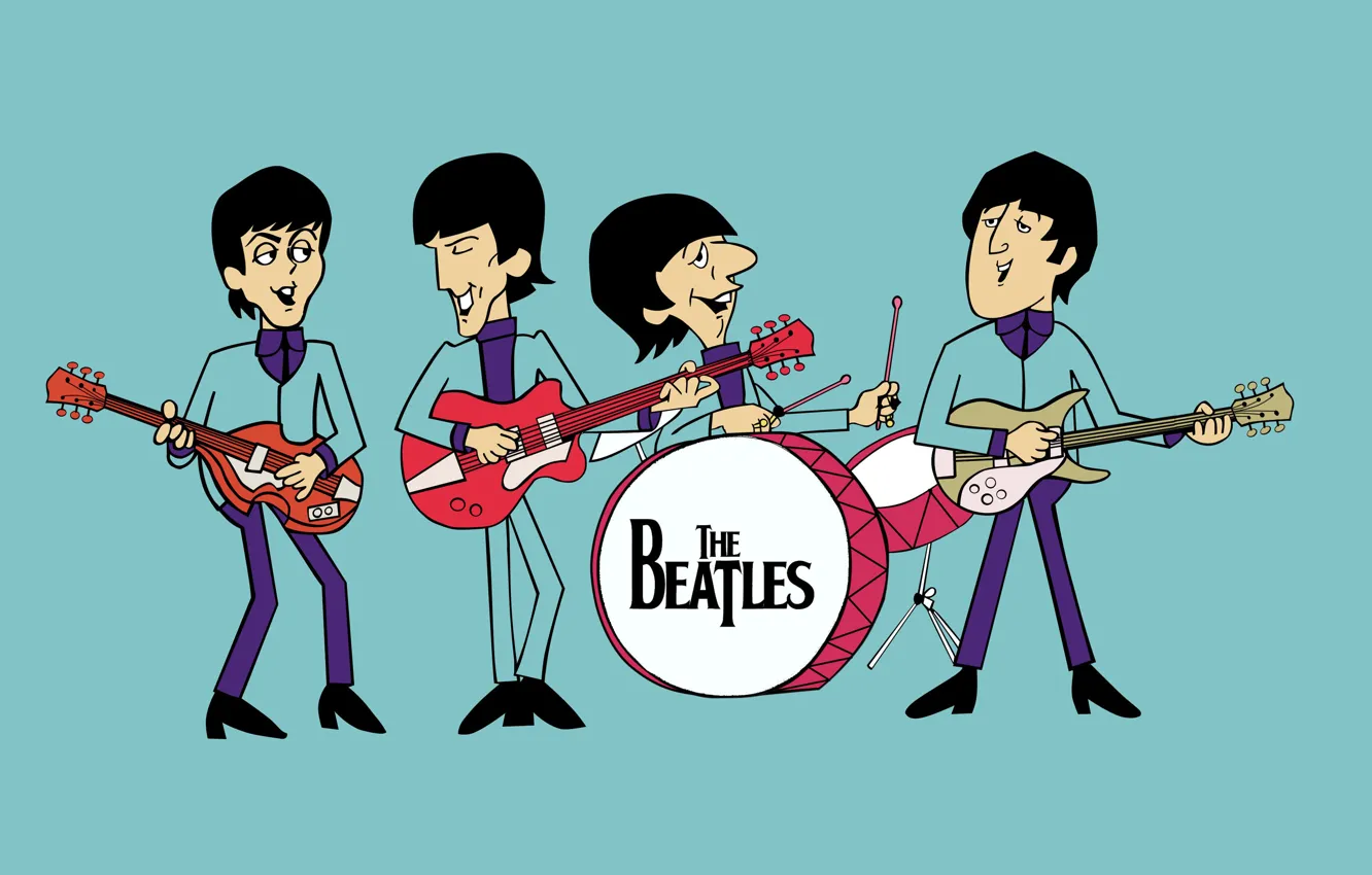 Фото обои гитары, барабан, битлз, битлы, the beatles