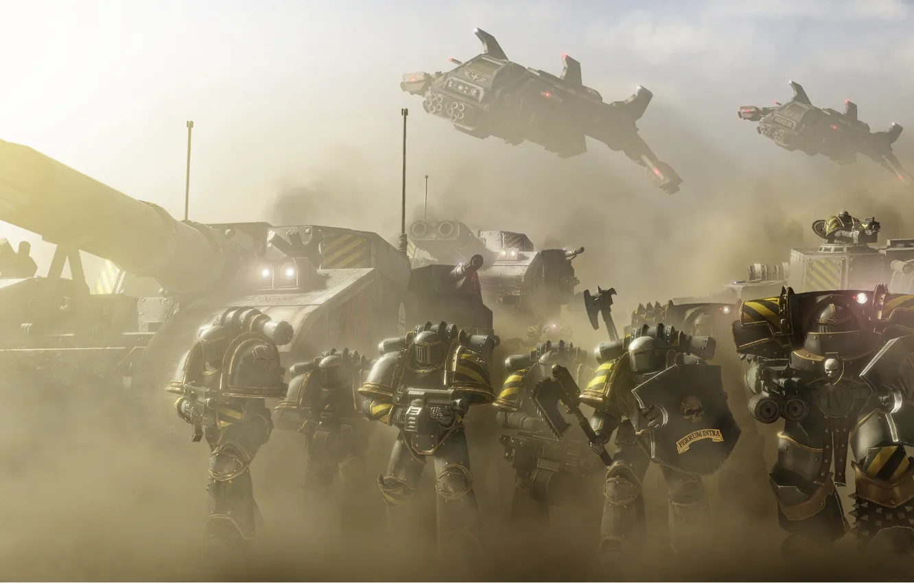 Фото обои space marines, tank, Warhammer 40 000, Iron Warriors, terminator armor, IV legions