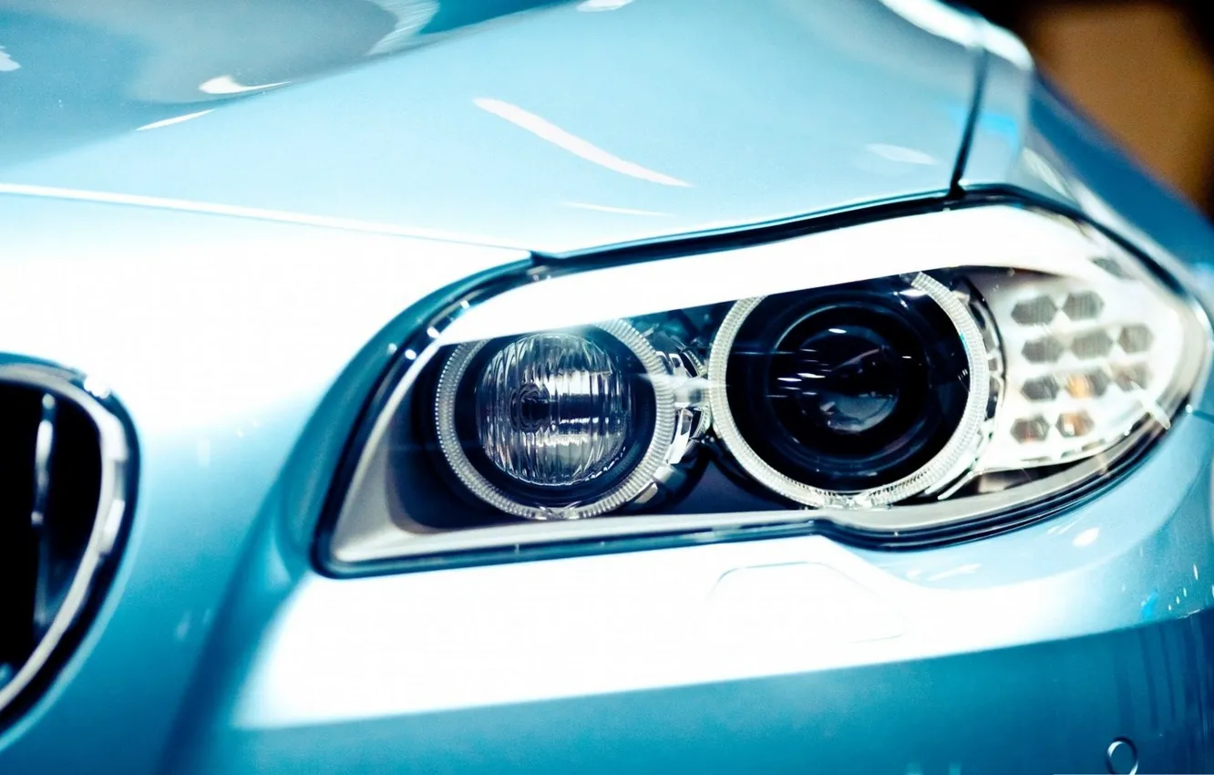 Фото обои макро, фары, blue, eyes, взгляд., BMW 5