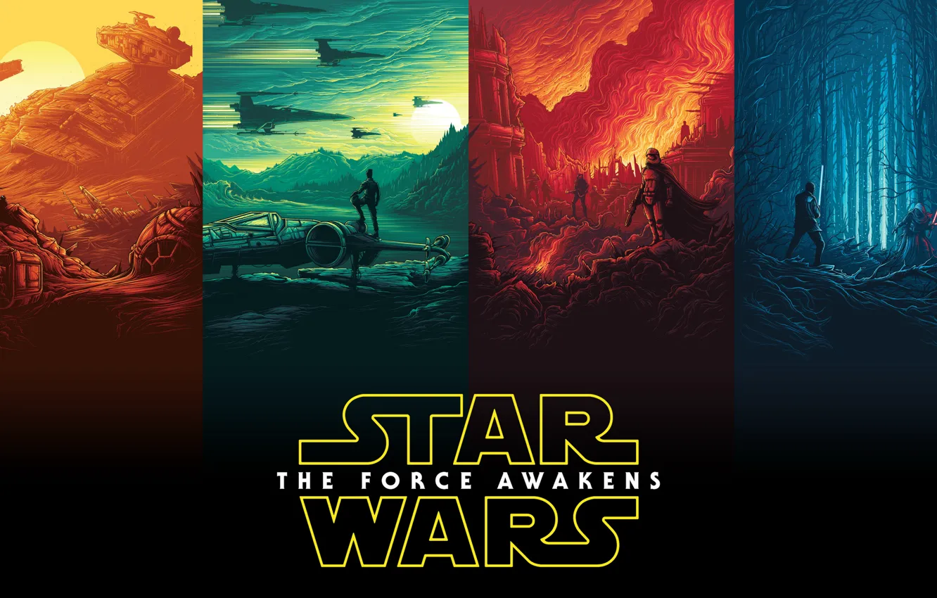 Фото обои Finn, Star Wars: Episode VII - The Force Awakens, Звёздные войны: Пробуждение силы, Rey