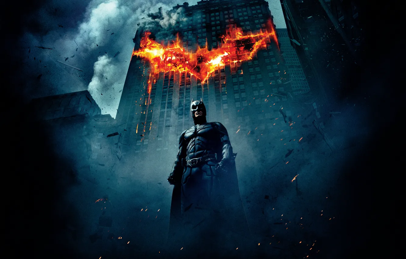 Фото обои 2008, Dark, City, Fire, Movies, 2012, Hero, The Dark Knight