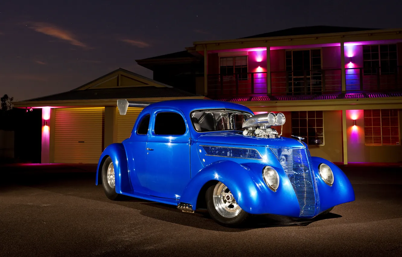 Фото обои ночь, ford, форд, hot rod, hq wallpaper