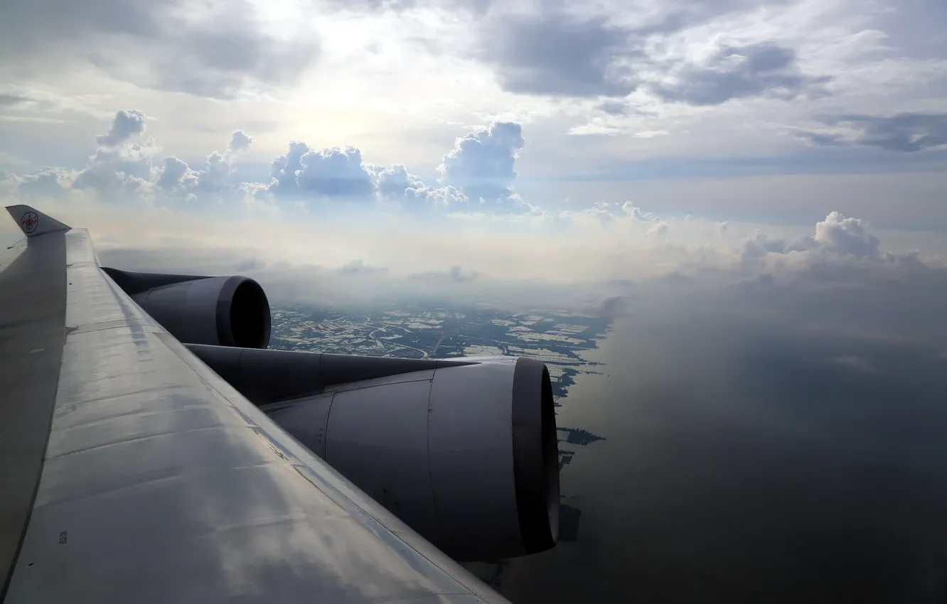 Фото обои небо, крылья, самолёт