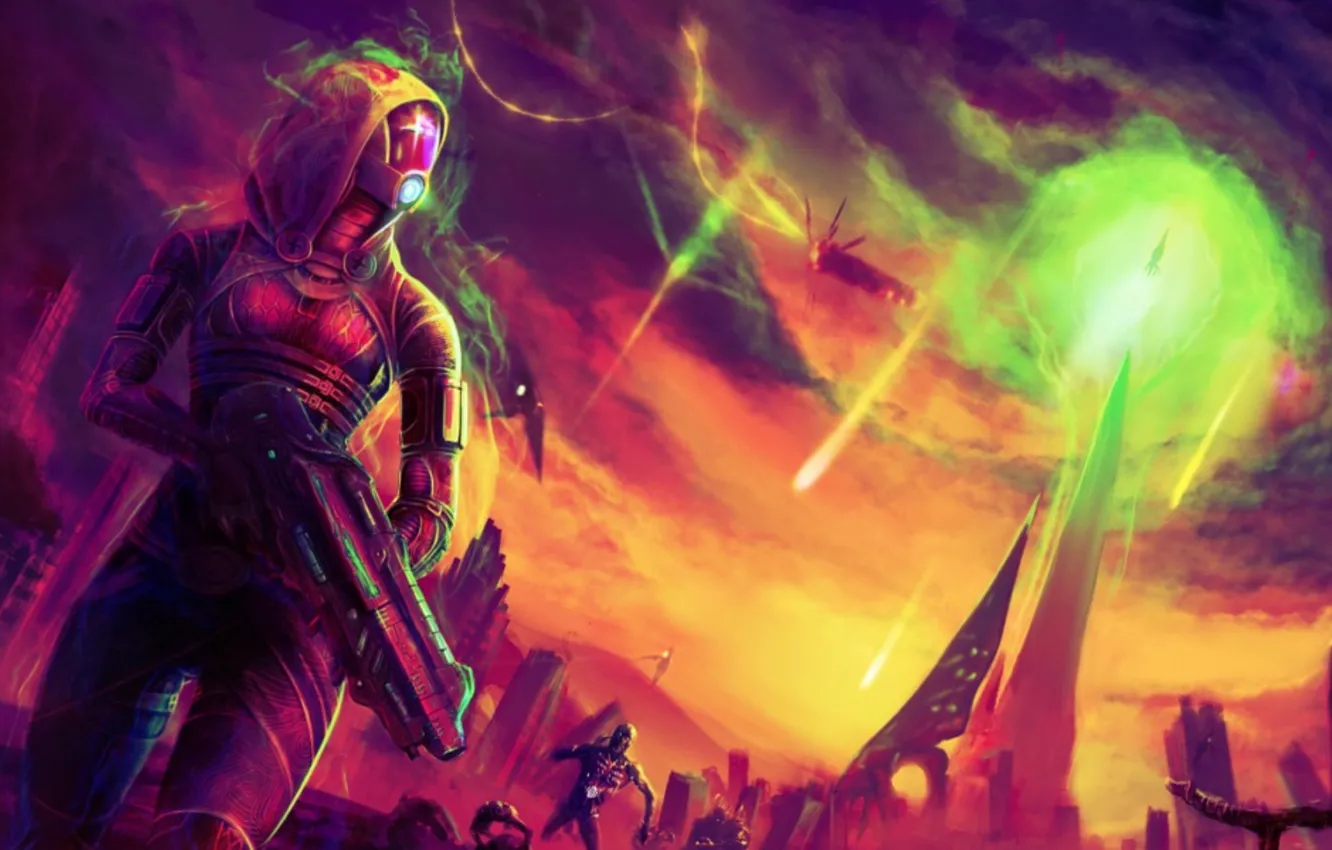Фото обои mass effect, Tali’Zorah vas Normandy, fan art, geth, Quarian, Tali'Zora Vas Nima