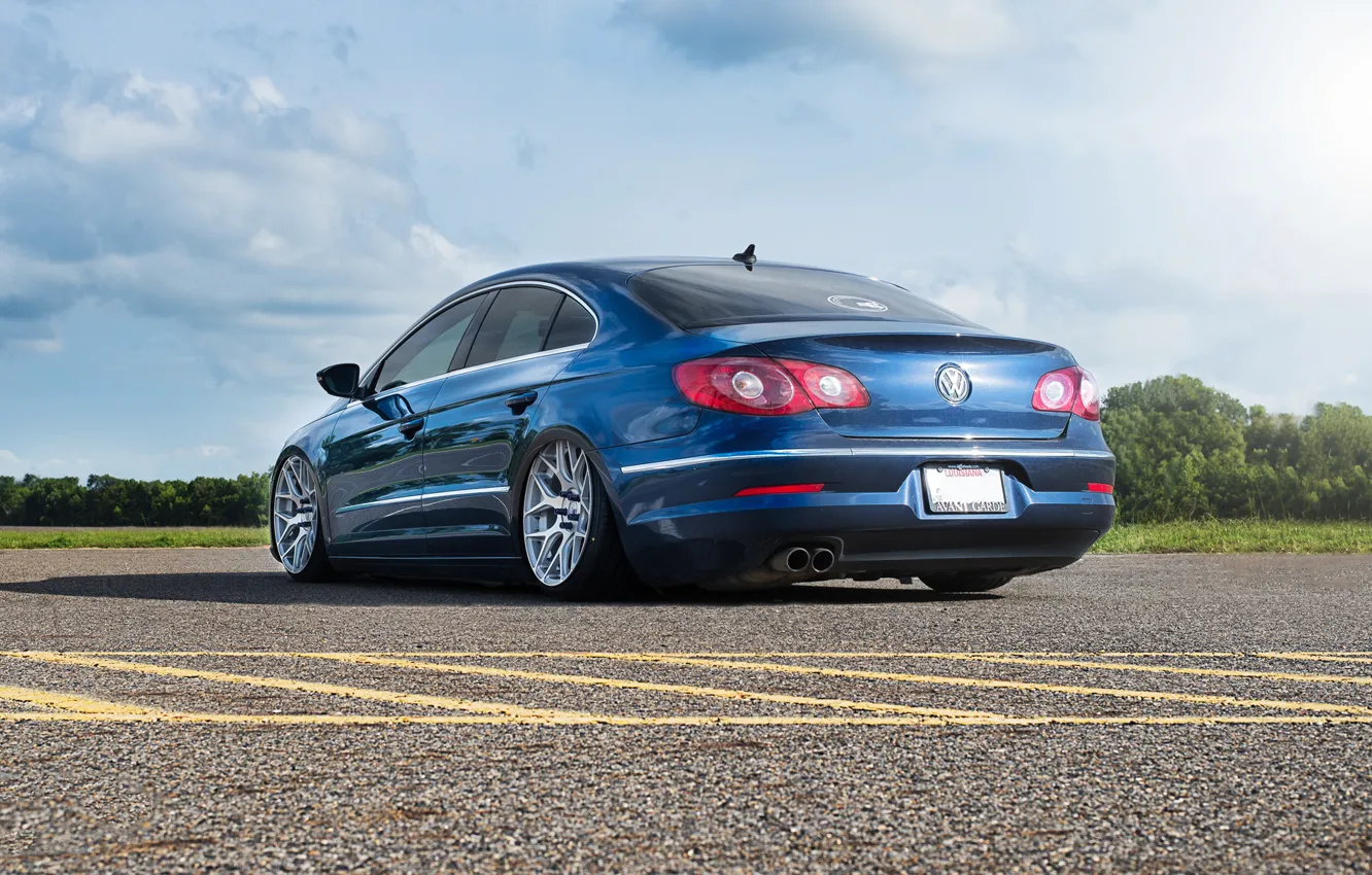 Фото обои volkswagen, wheels, blue, фольксваген, rear, passat, пассат