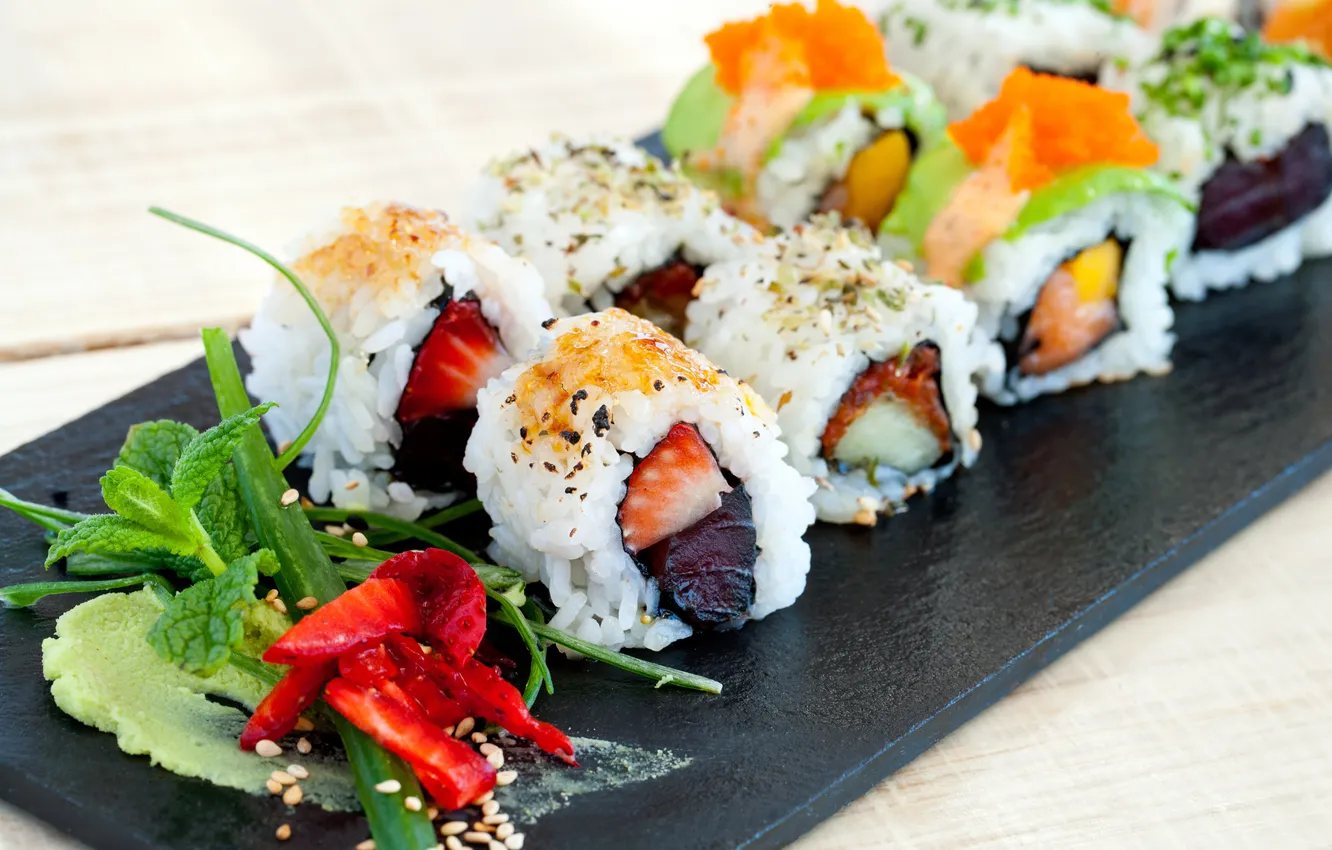 Фото обои design, rolls, sushi, суши, роллы, японская кухня, оформление, Japanese cuisine