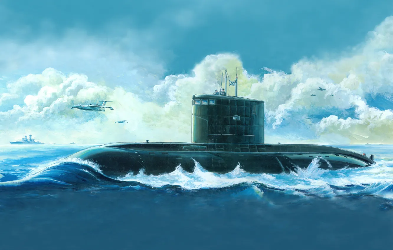 Фото обои рисунок, арт, Russian Kilo Class Attack Submarine
