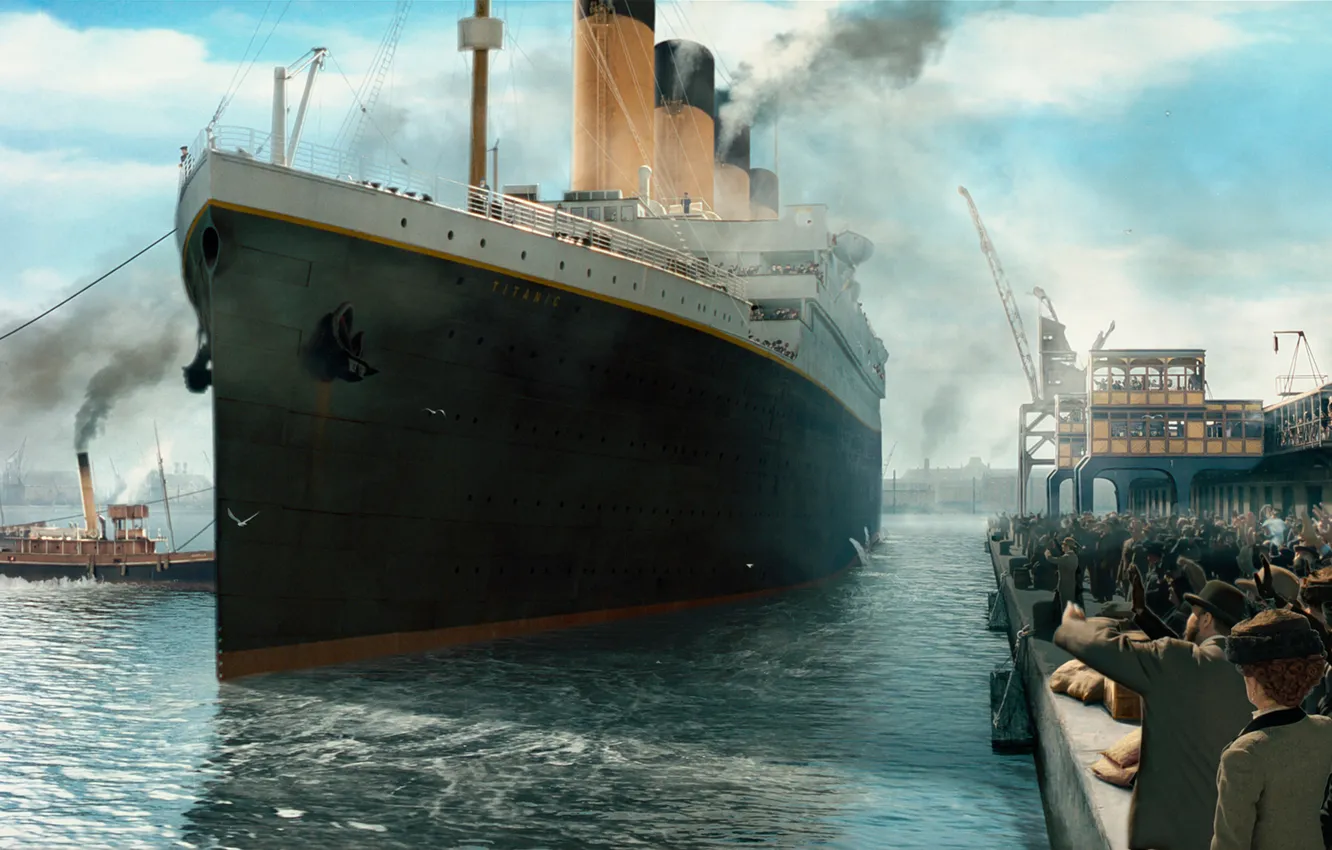 Фото обои люди, океан, корабль, Титаник, лайнер