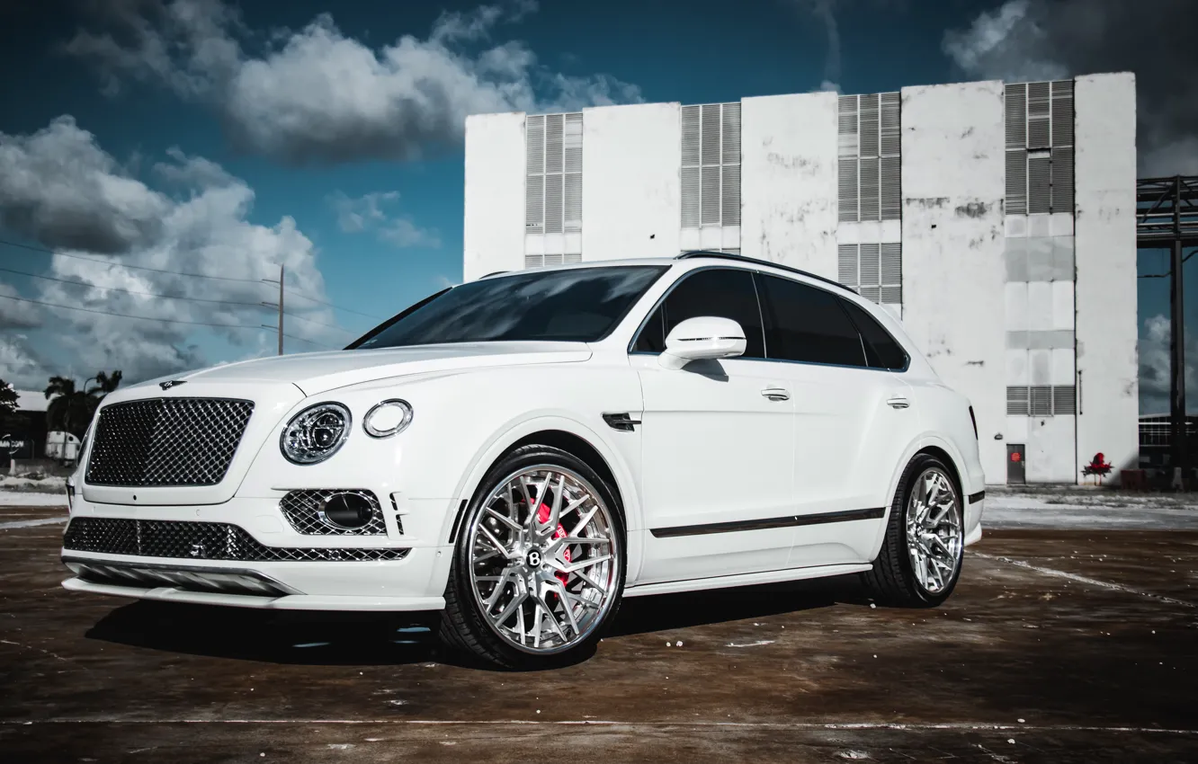 Фото обои Bentley, White, SUV, VAG, Bentayga