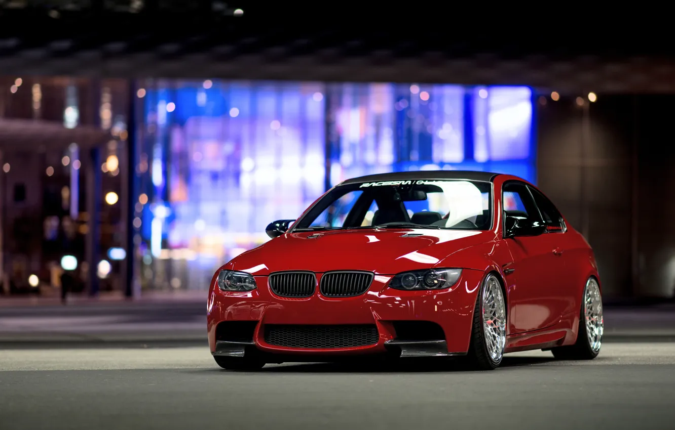 Фото обои BMW, red, front, E92