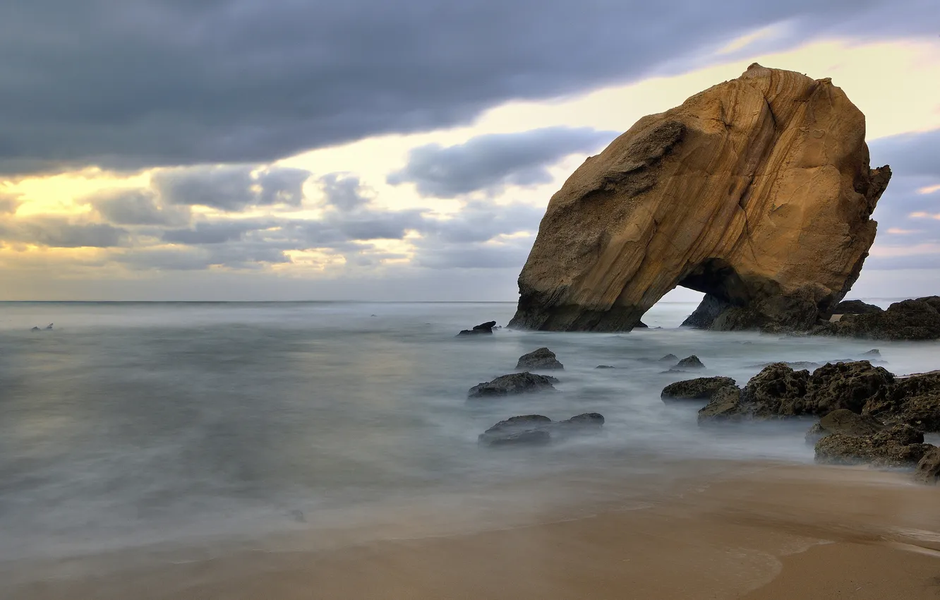 Фото обои пляж, природа, скала, камни, океан, Португалия