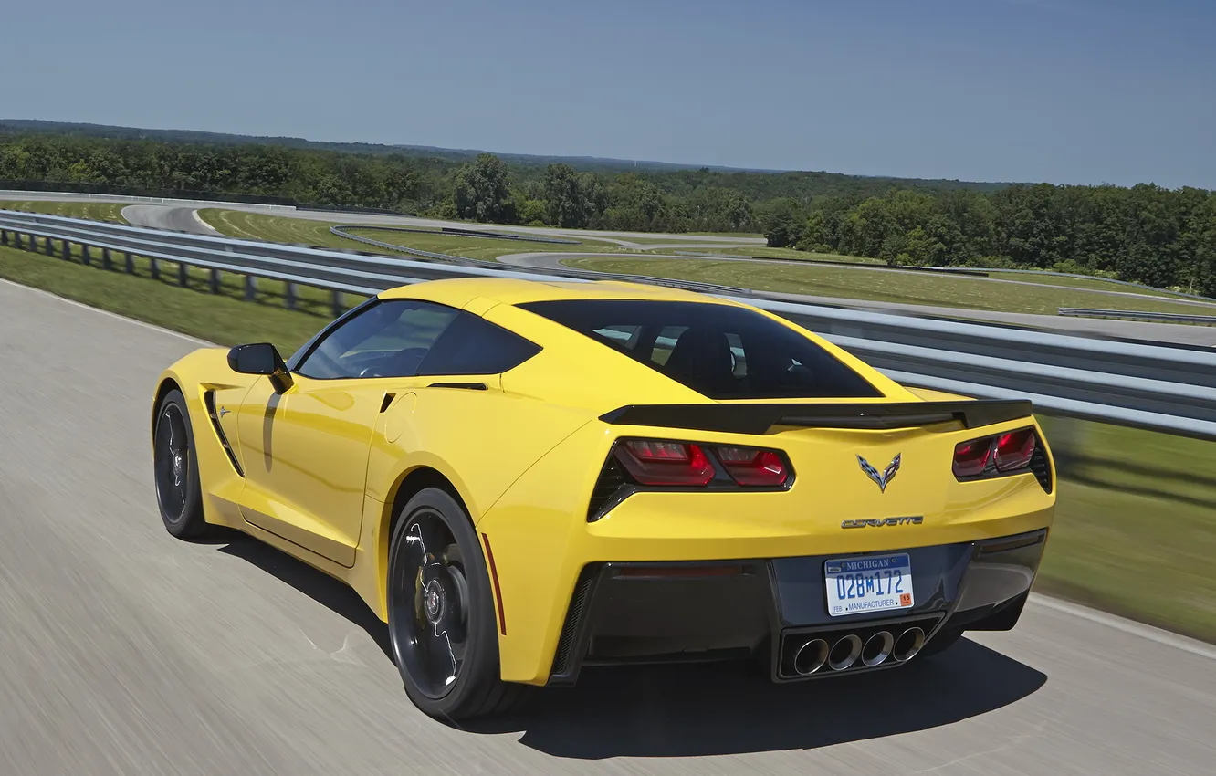 Фото обои car, Corvette, Chevrolet, yellow, speed, Stingray