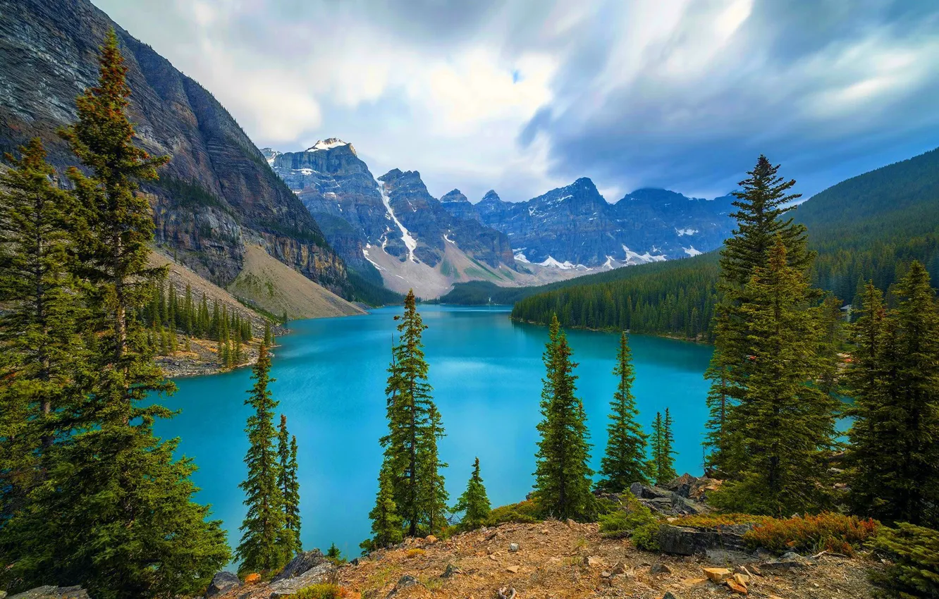 Фото обои горы, озеро, Banff National Park, Canada, Moraine