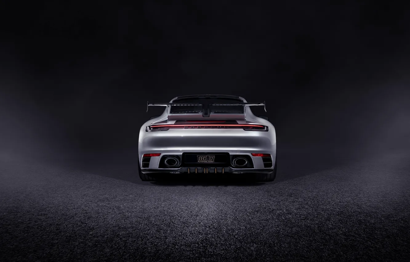 Фото обои 911, Porsche, вид сзади, Carrera, TechArt, 992, 2019
