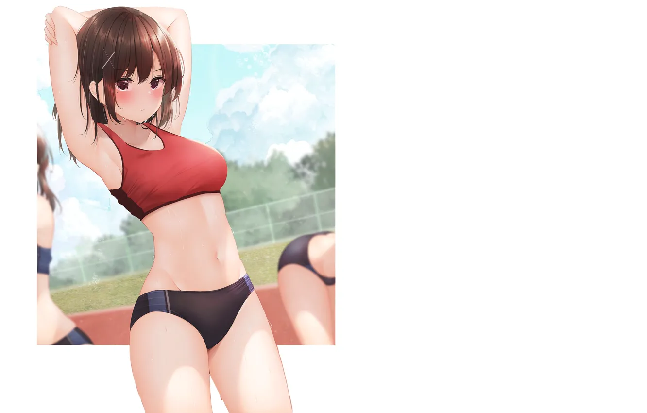 Фото обои kawaii, girl, sexy, young, stretch, anime, track, babe
