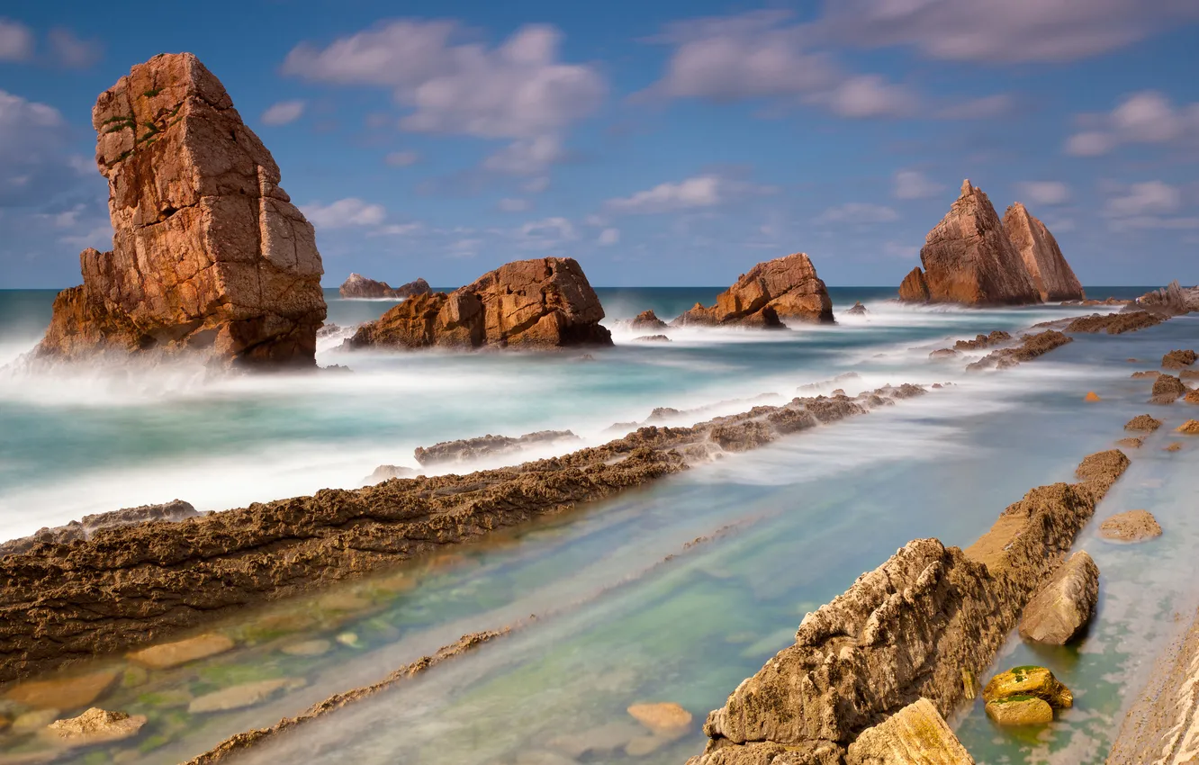 Фото обои море, камни, скалы, морской пейзаж