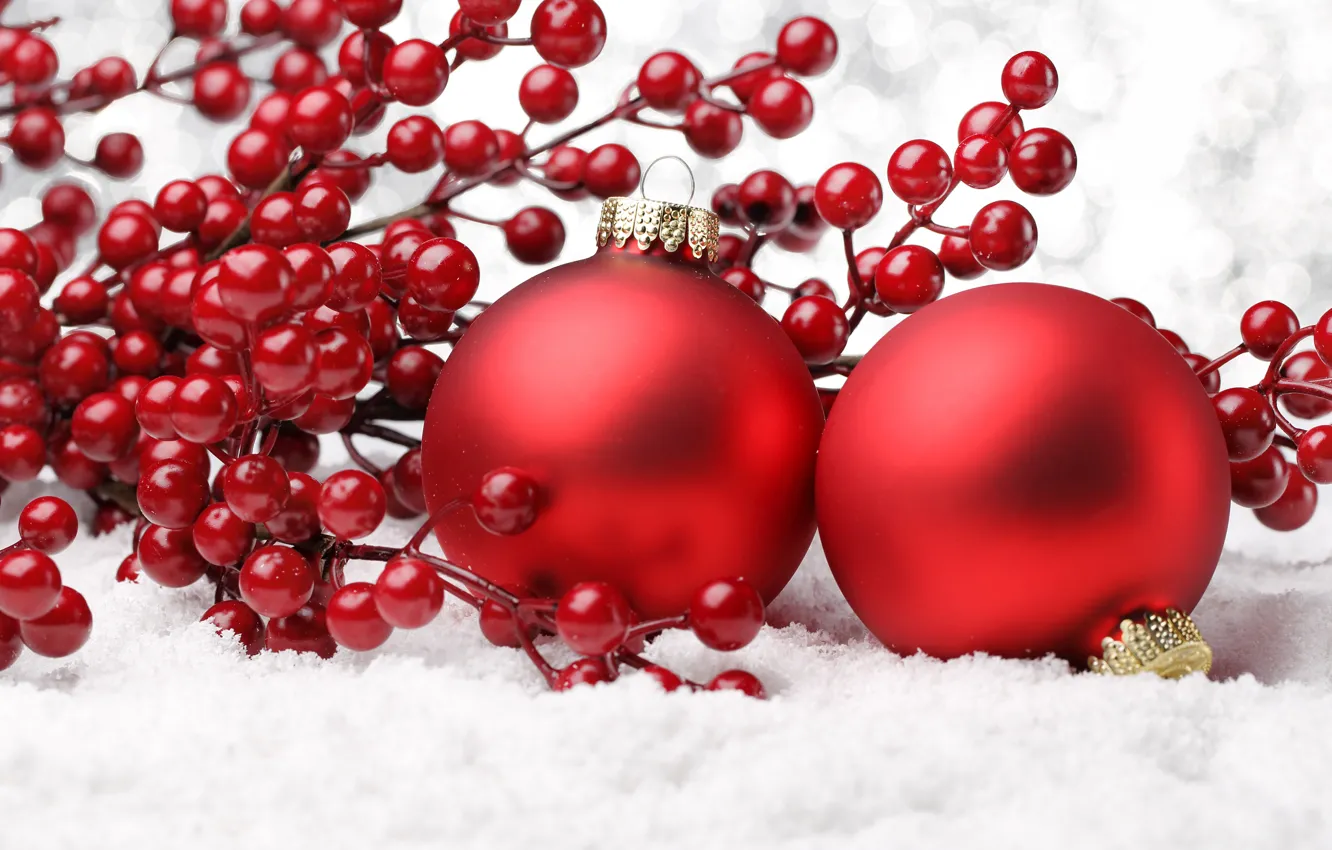 Фото обои украшения, вишня, шары, новый год, рождество, christmas, new year, balls