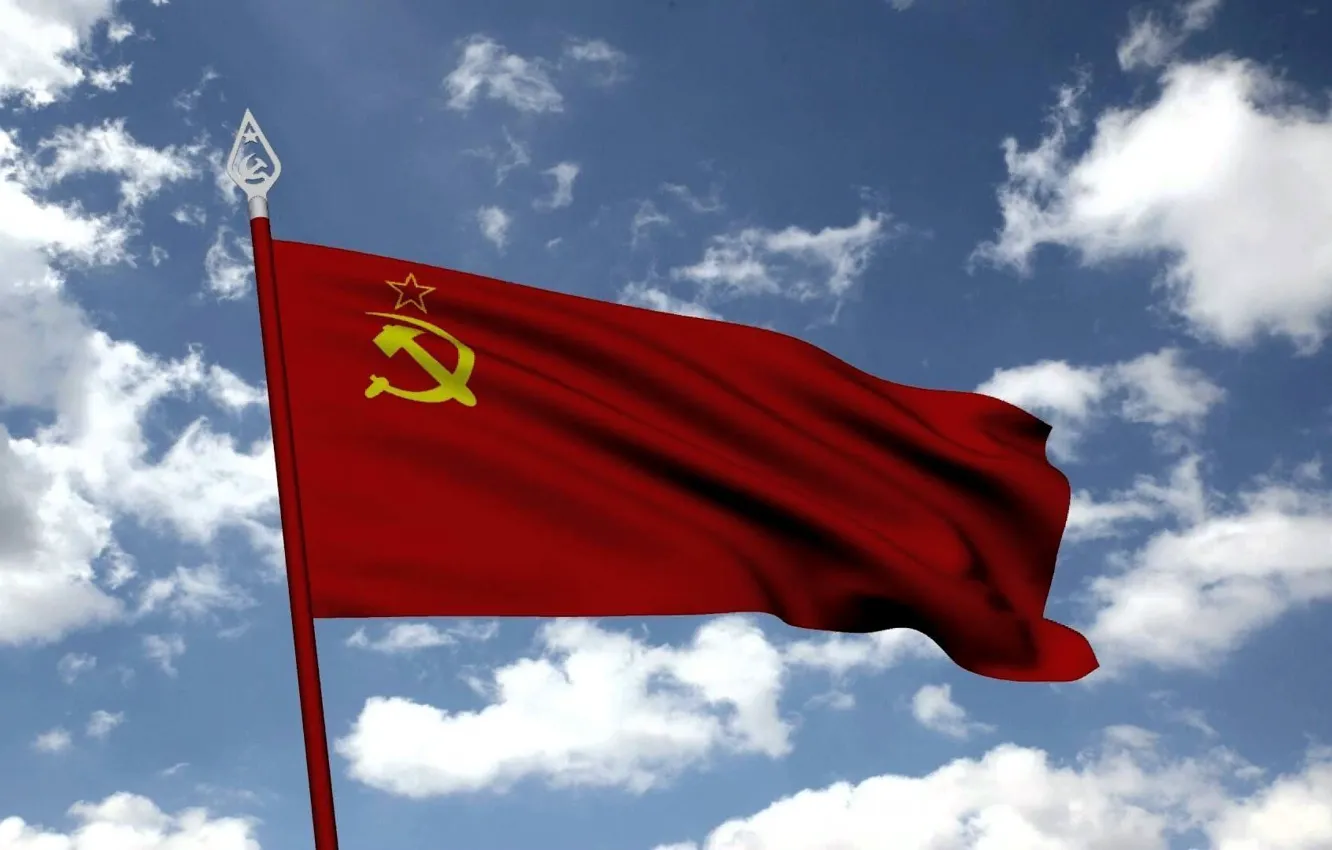 Фото обои Небо, Флаг, СССР, Флаг СССР