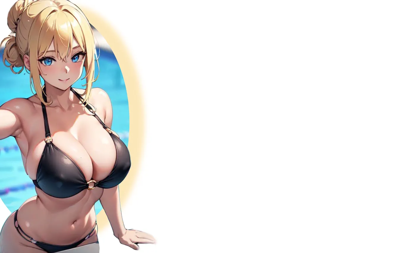 Фото обои kawaii, girl, hot, sexy, boobs, sexy girl, anime, blue eyes