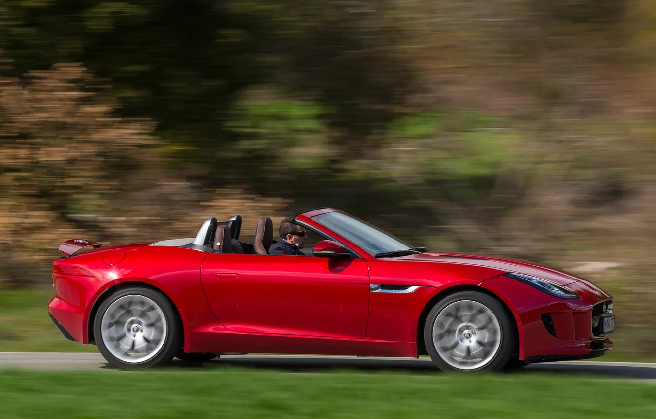 Фото обои красный, Jaguar, ягуар, автомобиль, F-Type