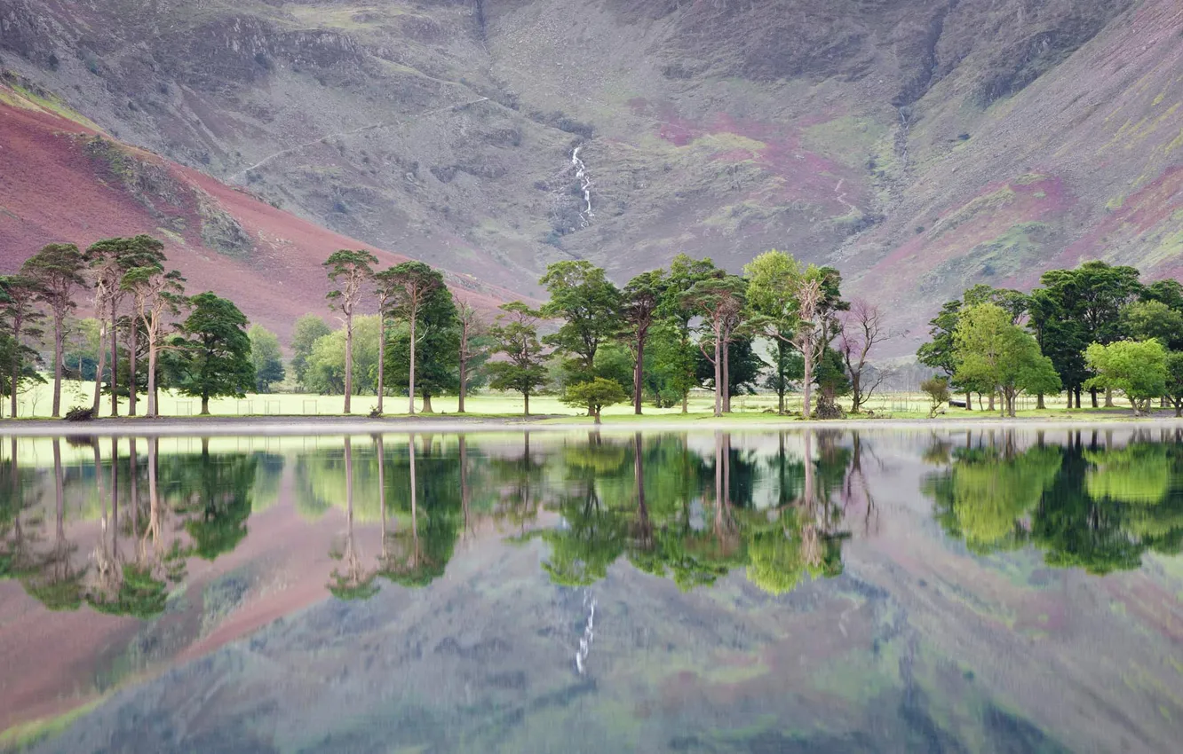 Фото обои озеро, отражение, Англия, Озёрный край, Баттермир