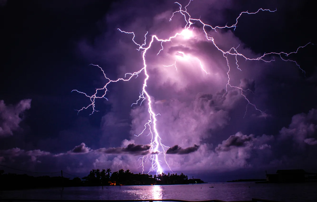 Фото обои light, landscape, energy, lightning bolt, lightning strike, lightning storm