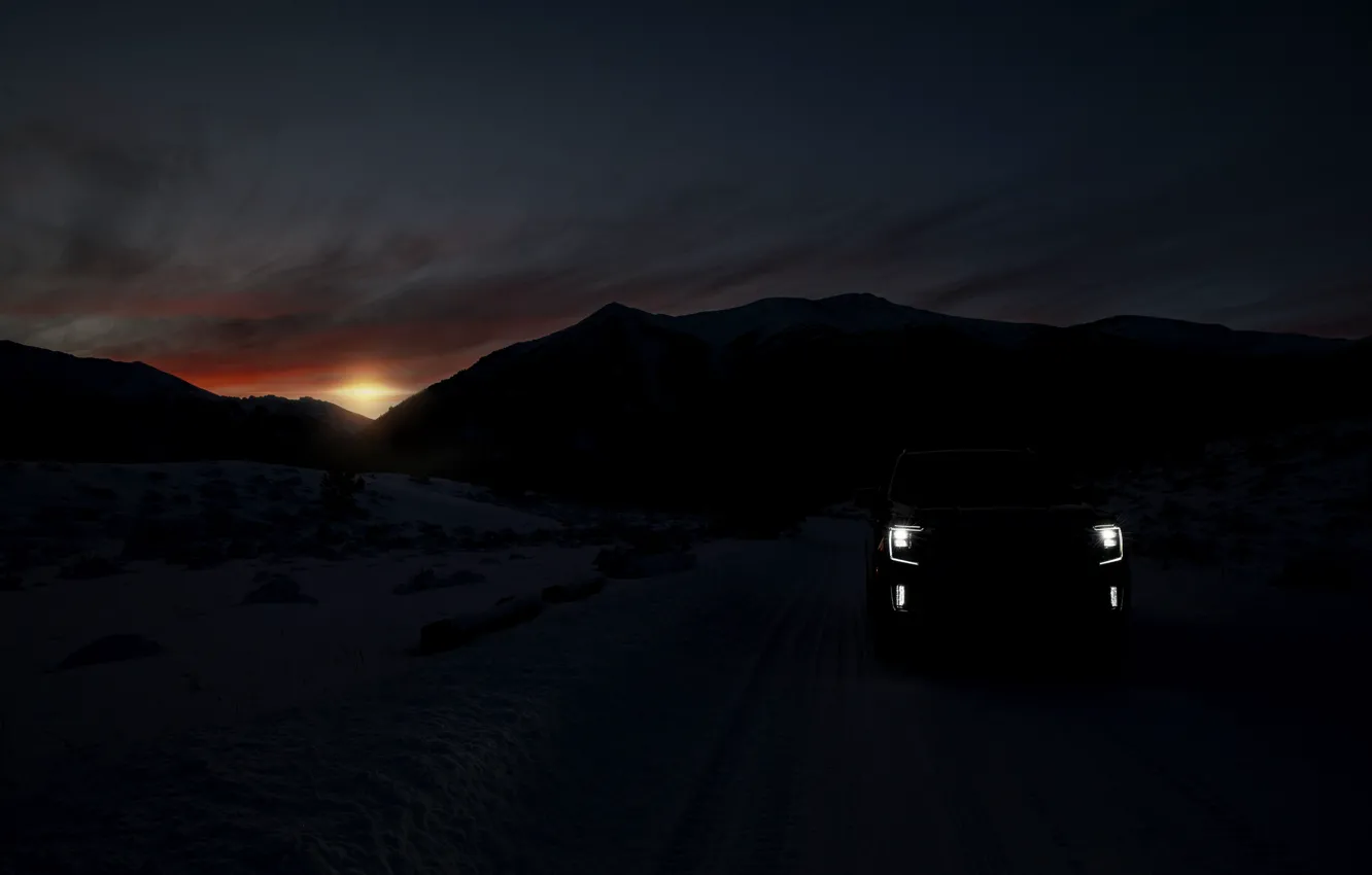 Фото обои закат, GMC, SUV, Denali, Yukon, 2020