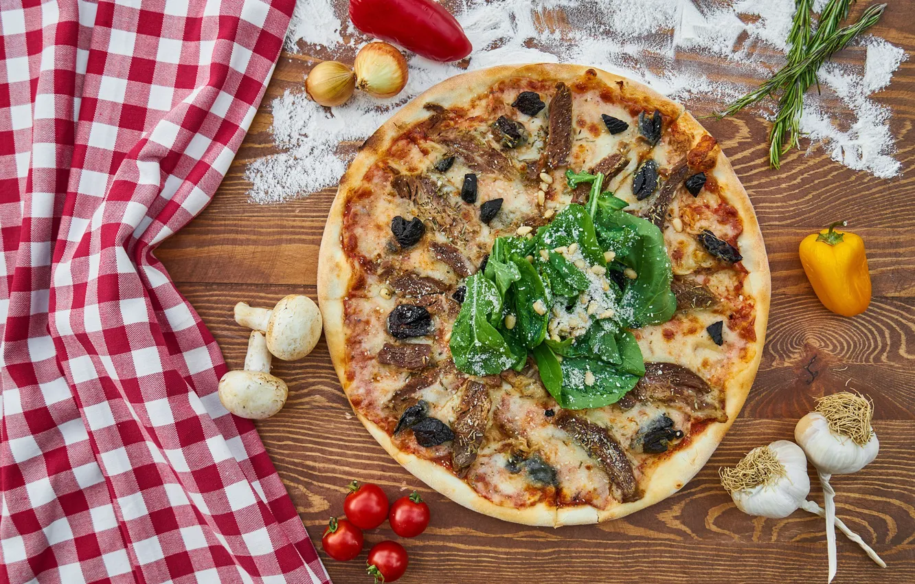 Фото обои Италия, Пицца, Тесто, Горячее блюдо, Итальянская кухня