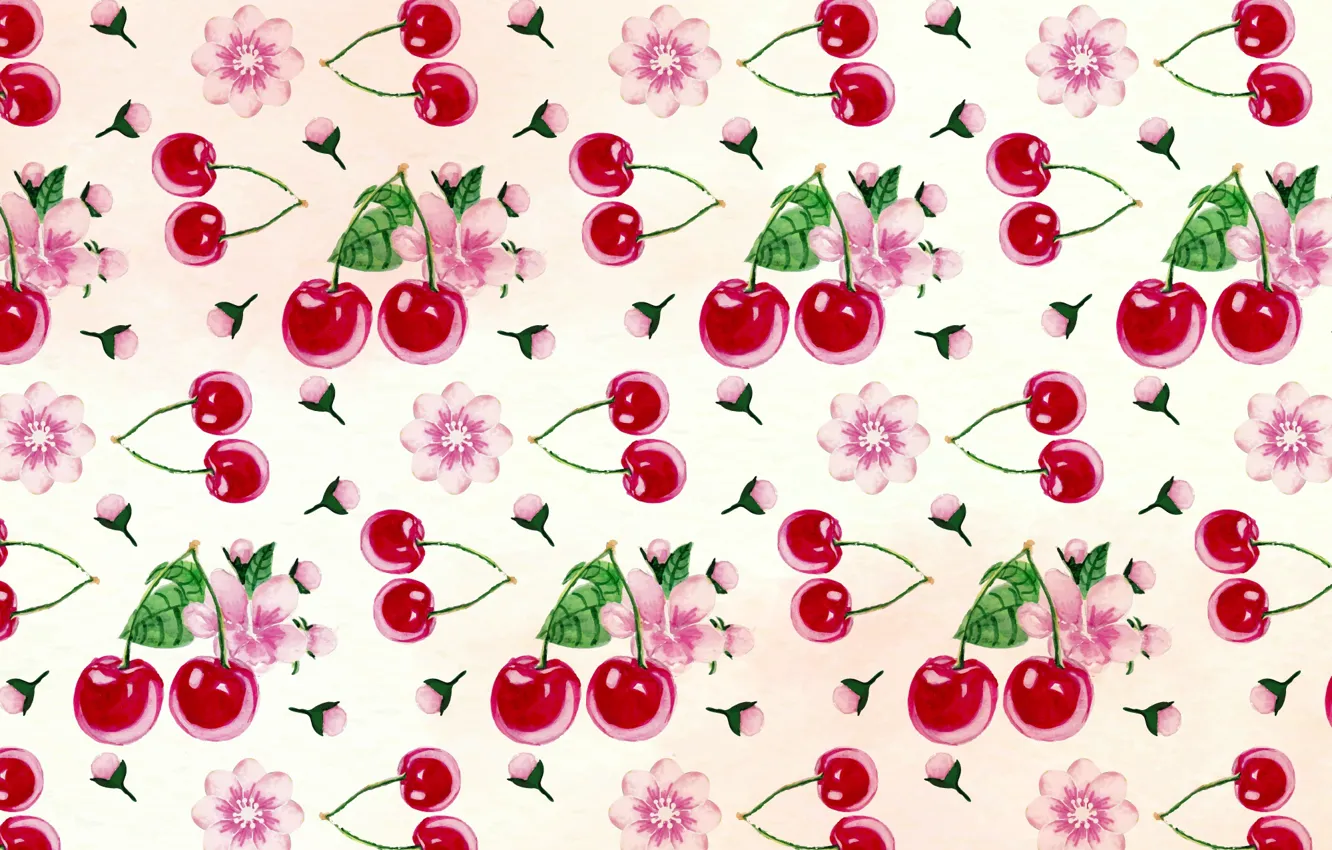 Фото обои цветы, фон, текстура, pattern, вишни, cherry