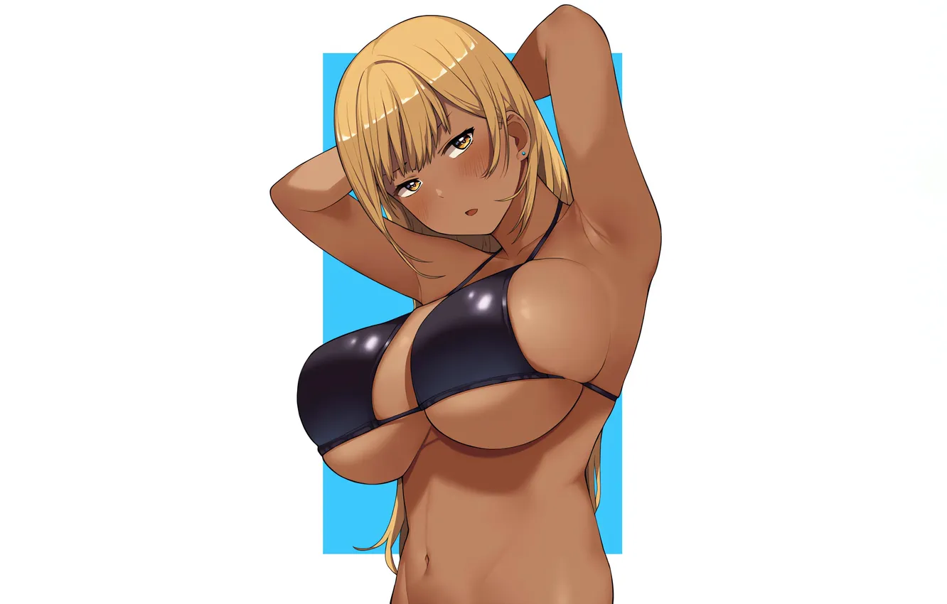 Фото обои girl, sexy, cleavage, boobs, sexy girl, anime, beautiful, short hair