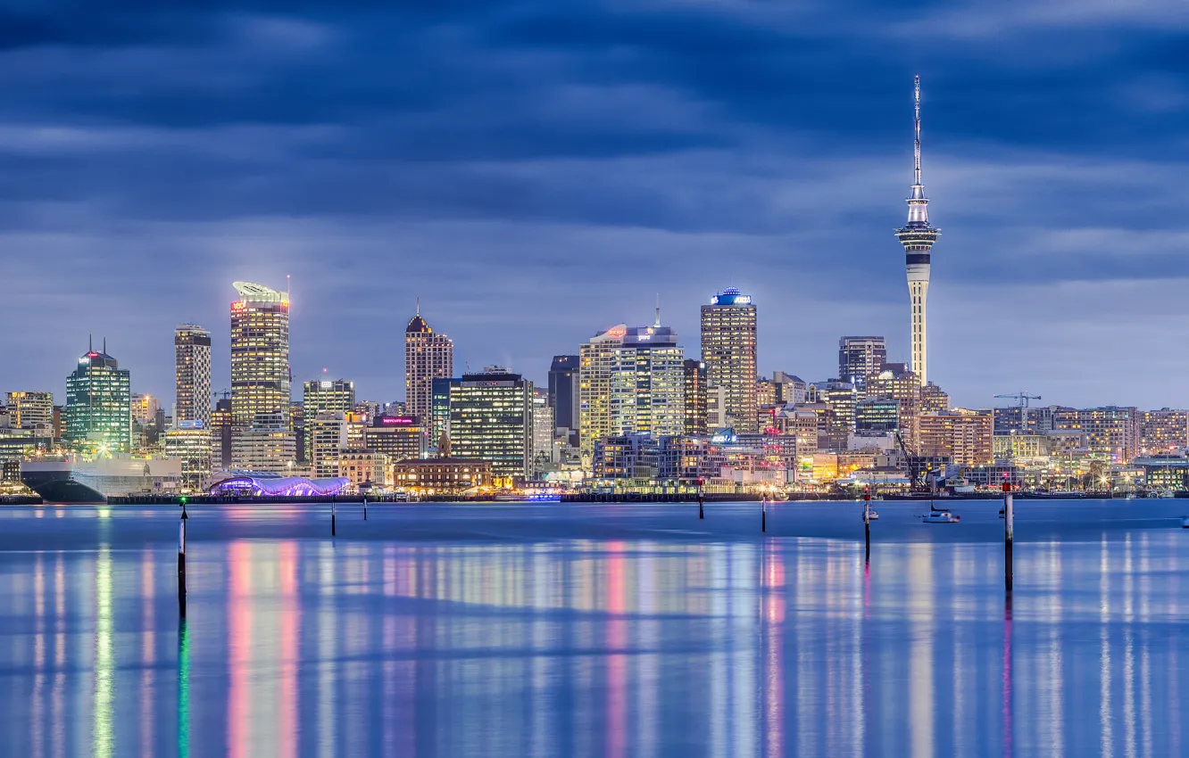 Фото обои город, панорама, New Zealand, Auckland