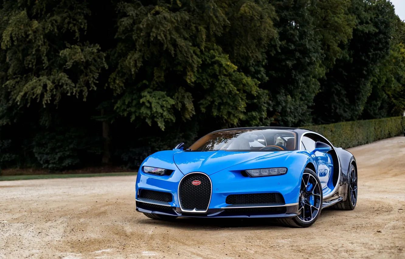 Фото обои Bugatti, Blue, 2016, Chiron