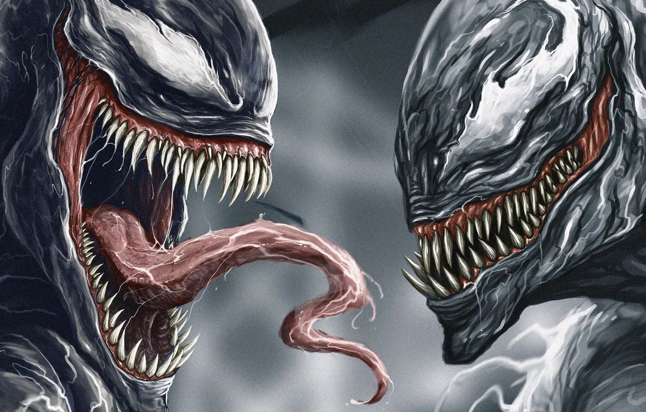 Фото обои арт, монстры, зубастики, Веном, Venom, симбиоты