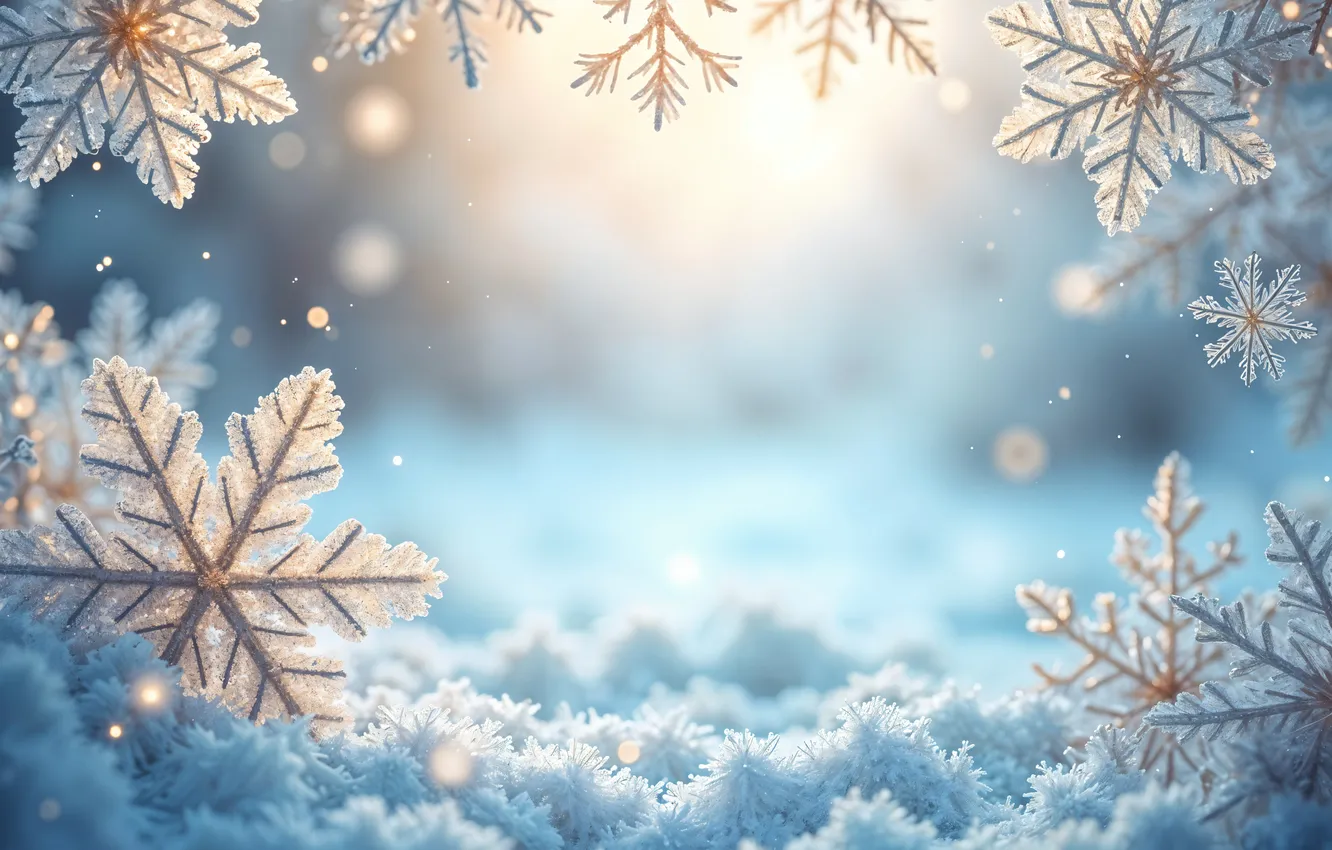 Фото обои зима, снег, снежинки, фон, Рождество, Новый год, Christmas, winter