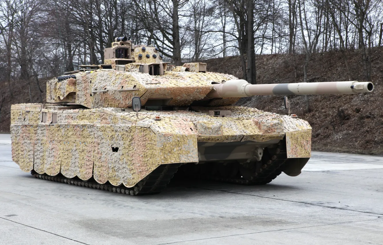 Фото обои камуфляж, немецкий танк, Leopard 2A7+, (KMW), Krauss-Maffei Wegmann