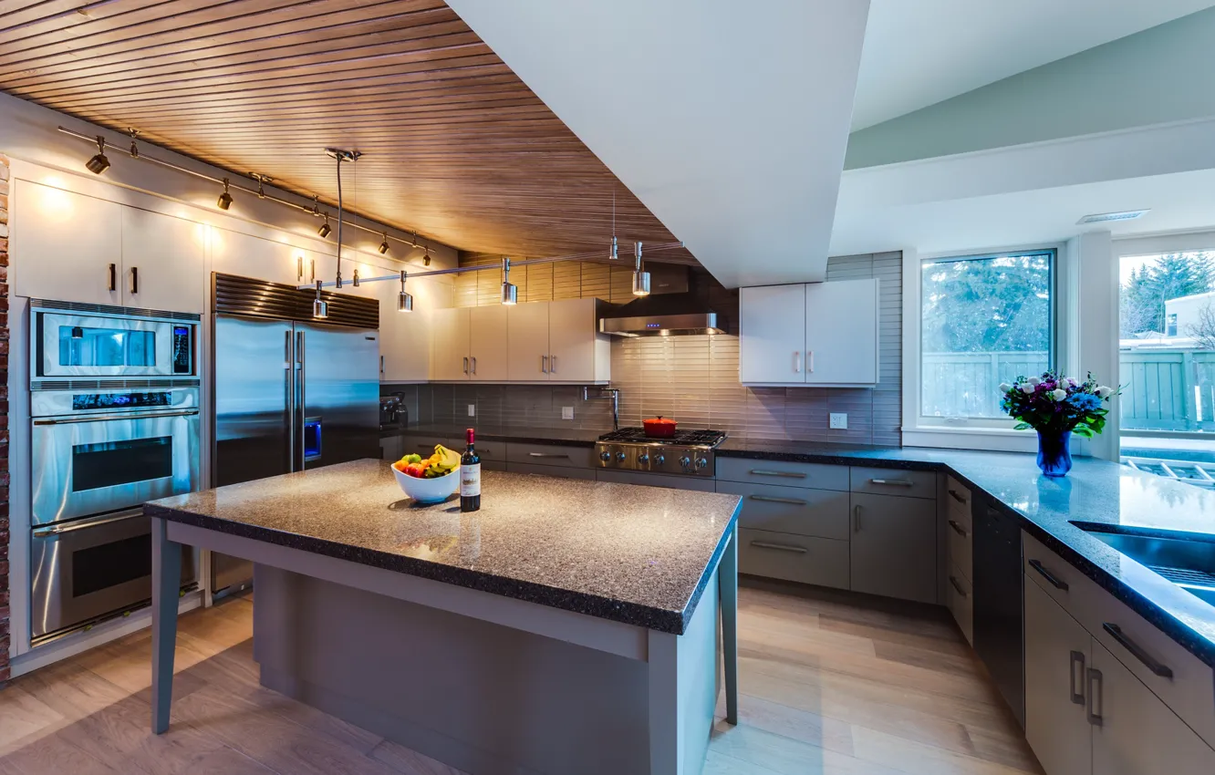 Фото обои дизайн, стиль, комната, интерьер, кухня, Reno, Mid-century modern home, by Krista Hermanson design