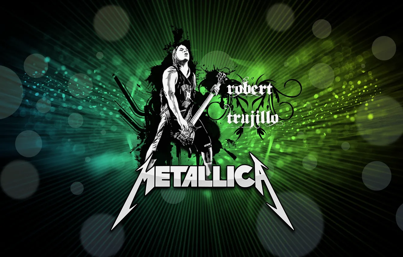 Фото обои гитарист, рок, metallica, электрогитара, бас гитара, robert trujillo