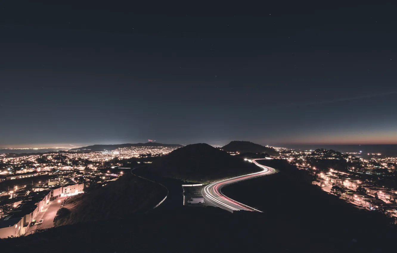 Фото обои lights, night, san francisco, twin peaks