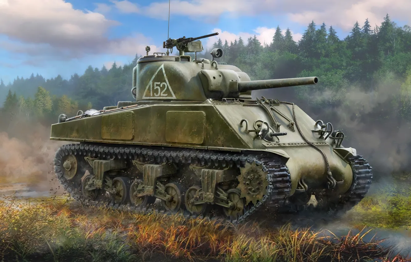 Фото обои США, СССР, средний, Sherman, Владимир Нартов, танк M4A2(75) "Шерман"