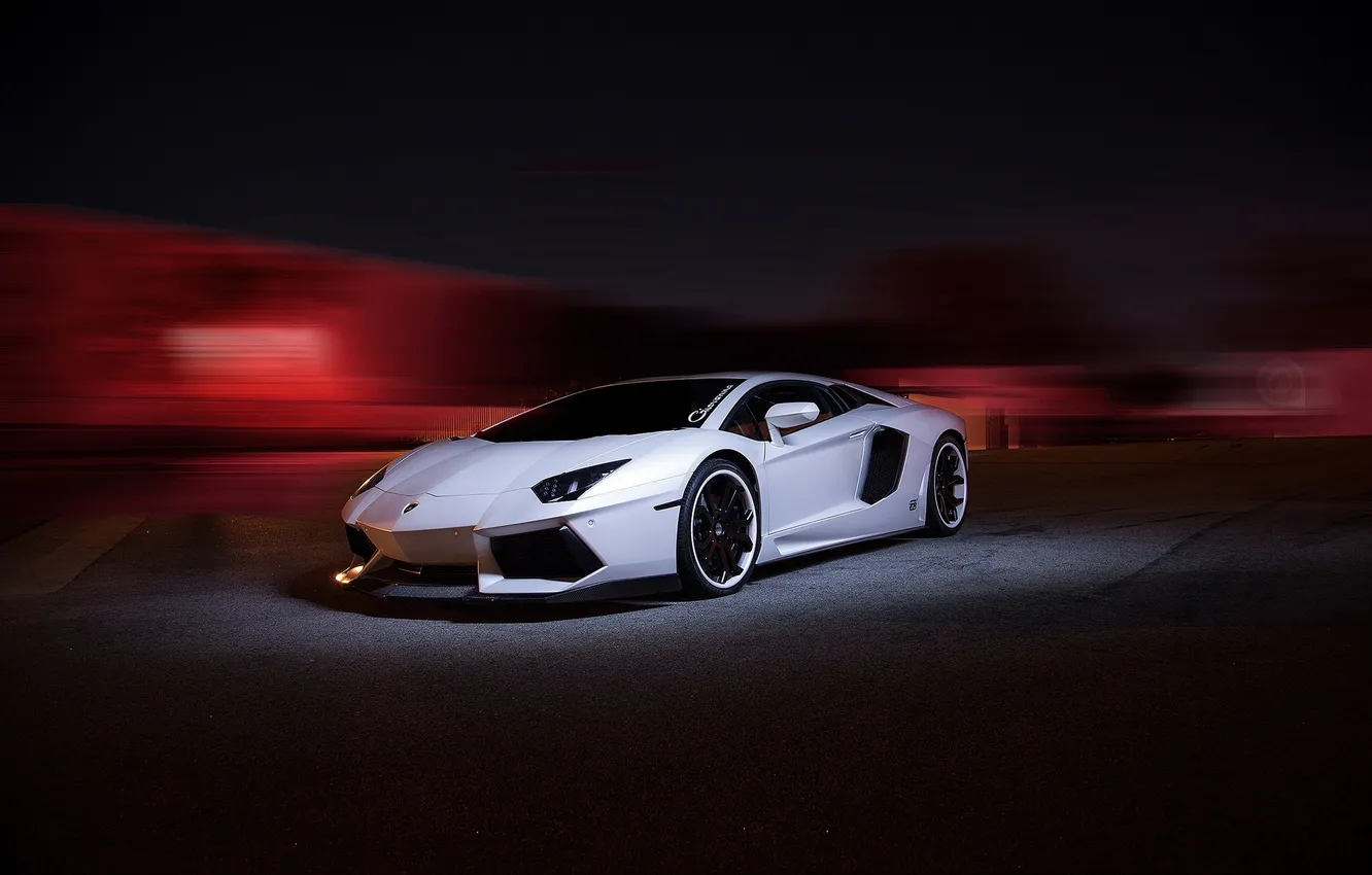 Фото обои белый, свет, тюнинг, размытие, white, lamborghini, aventador, lp700-4