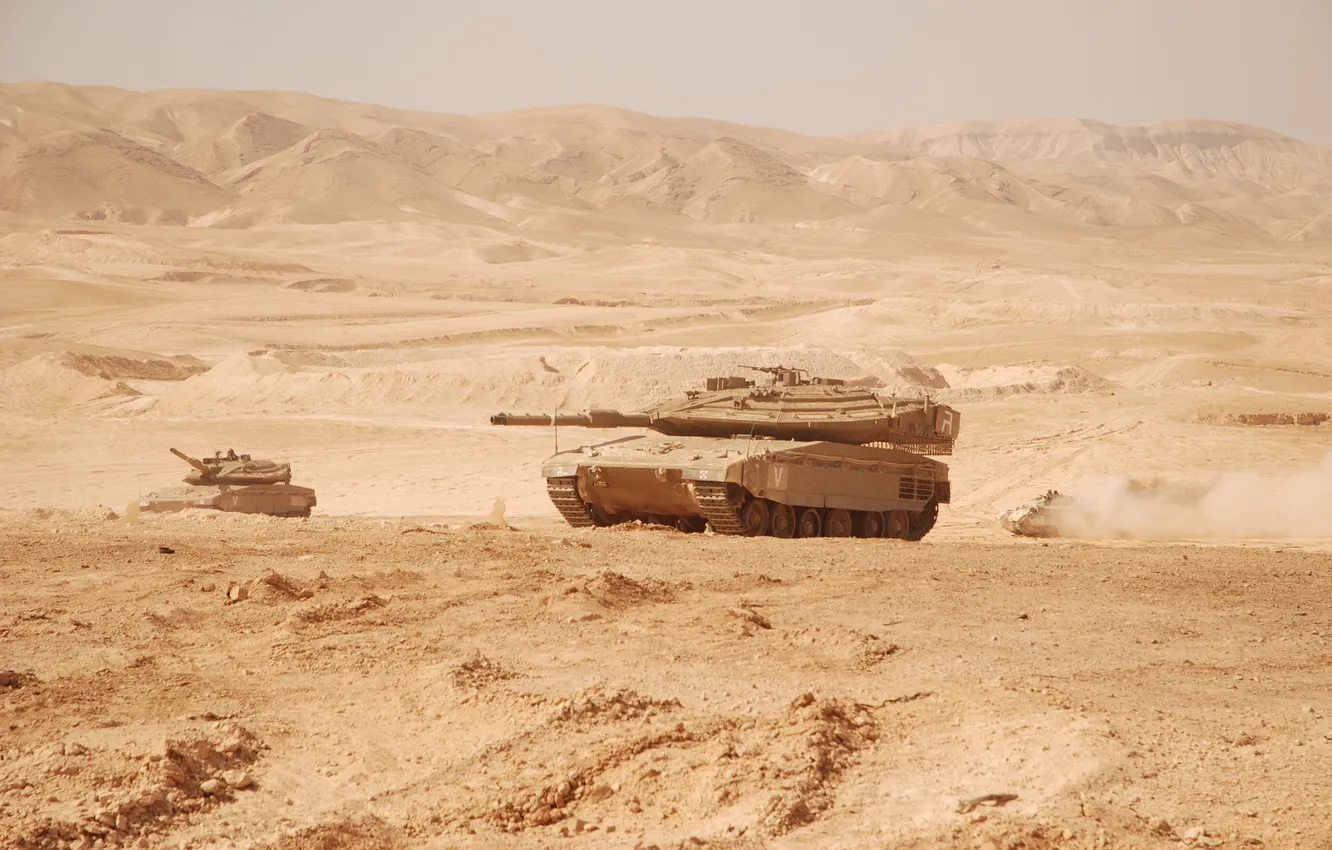 Фото обои пустыня, танк, Merkava