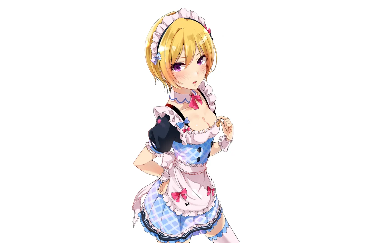 Фото обои girl, sexy, cleavage, thighhighs, dress, boobs, anime, beautiful