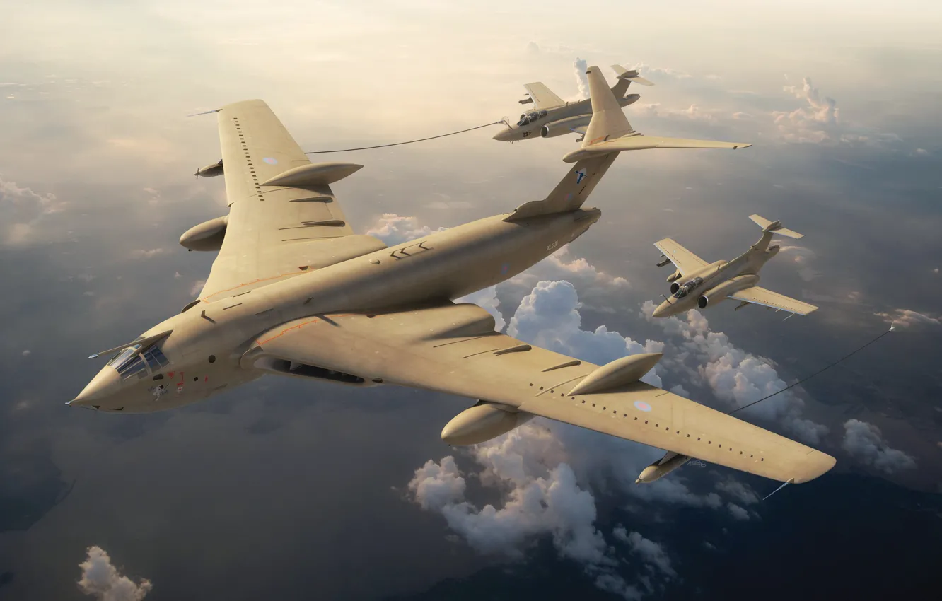 Фото обои Великобритания, стратегический бомбардировщик, Raf, Handley Page Victor K.2, летающий танкер, Adam Tooby