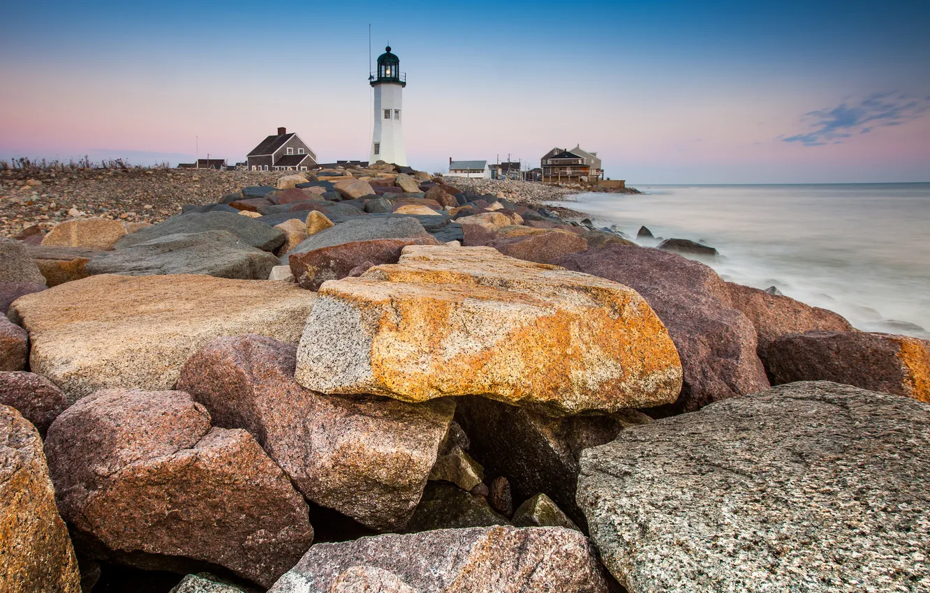 Фото обои природа, камни, океан, маяк