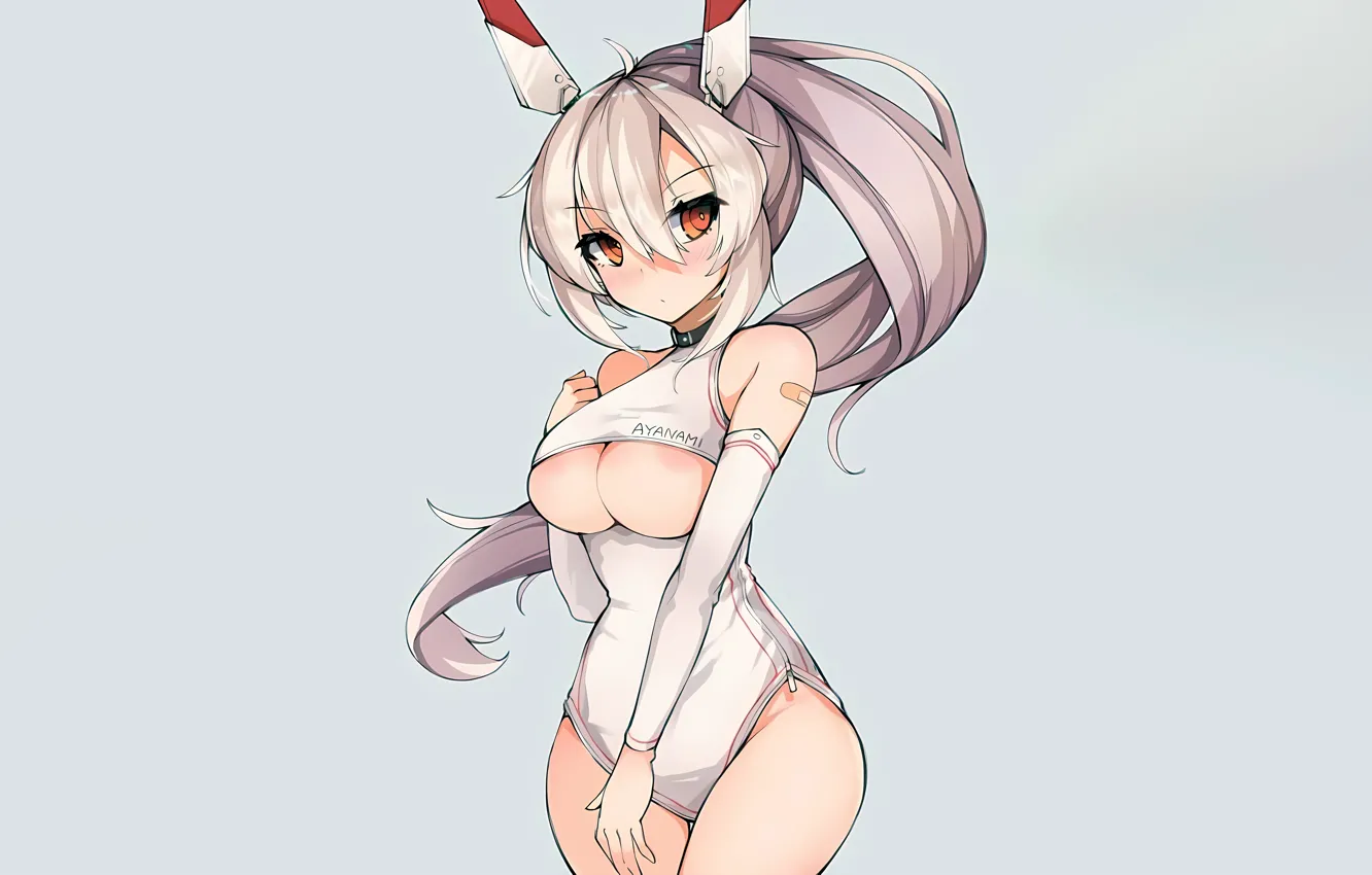 Фото обои girl, sexy, cleavage, long hair, boobs, anime, Ayanami, beautiful
