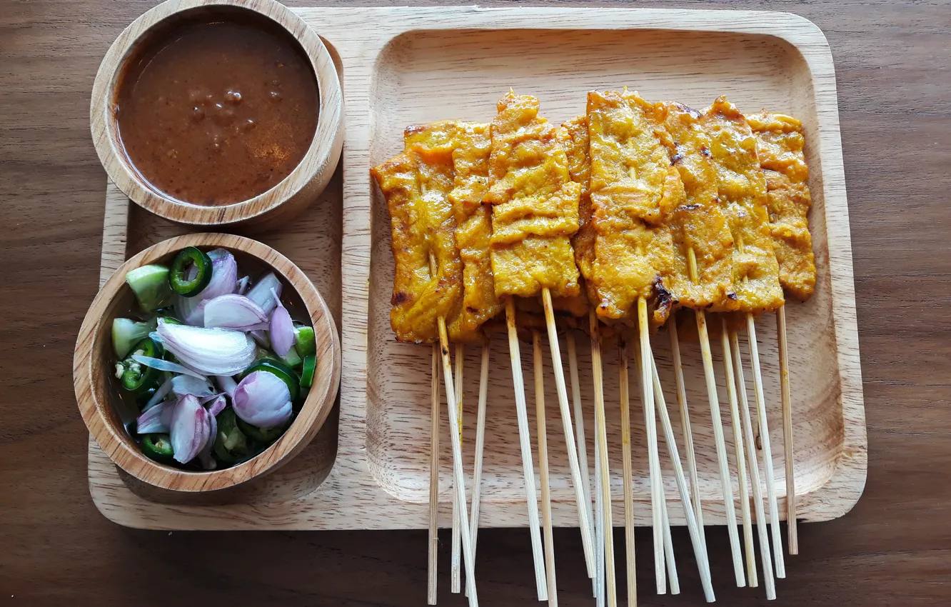 Фото обои фон, еда, Chicken Satay