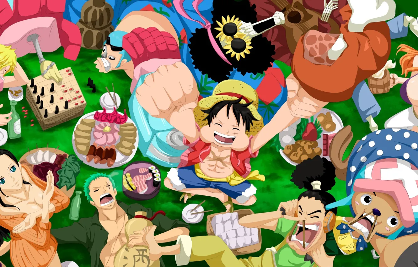 Фото обои skull, game, Chopper, One Piece, pirate, anime, brook, Robin