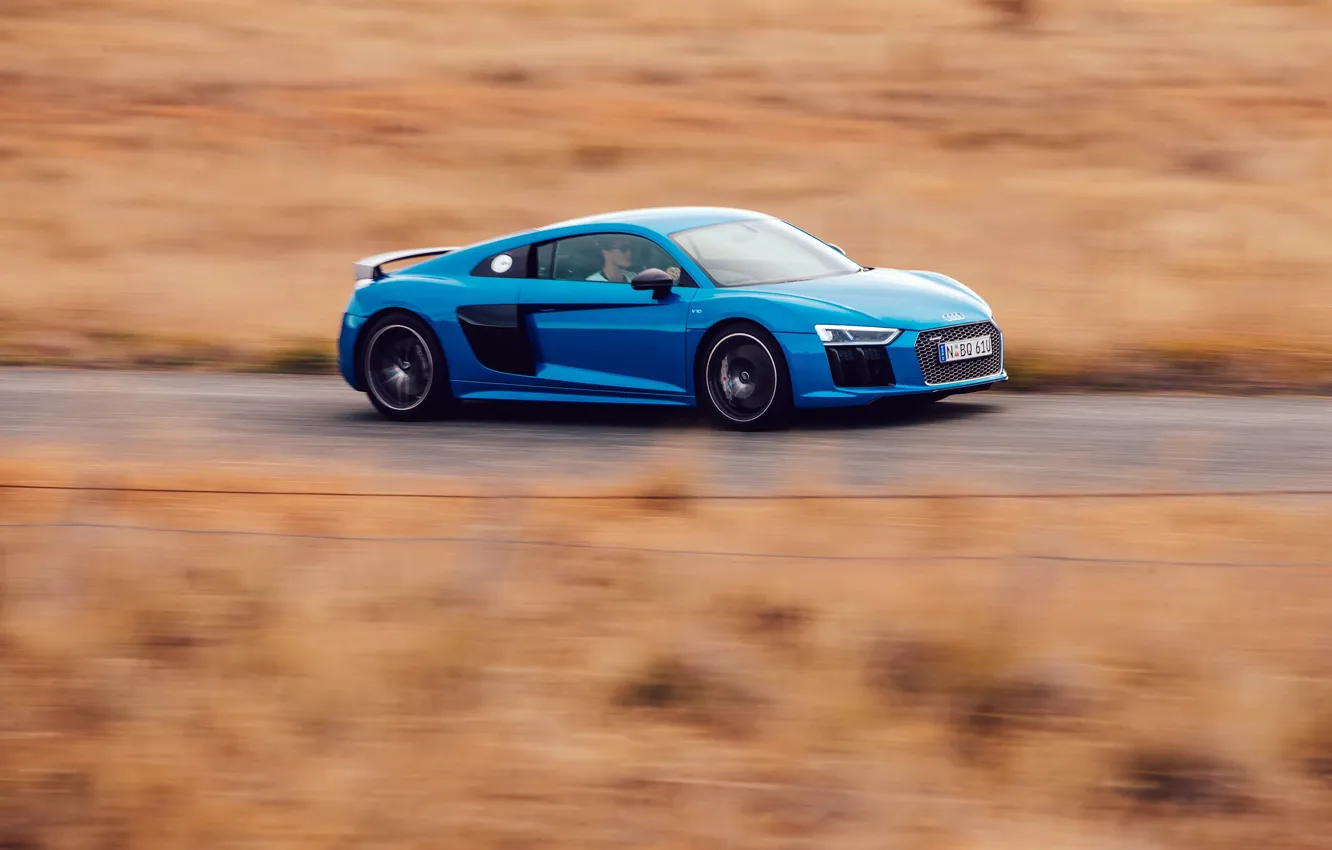 Фото обои car, синий, Audi, скорость, автомобиль, blue, V10, Plus