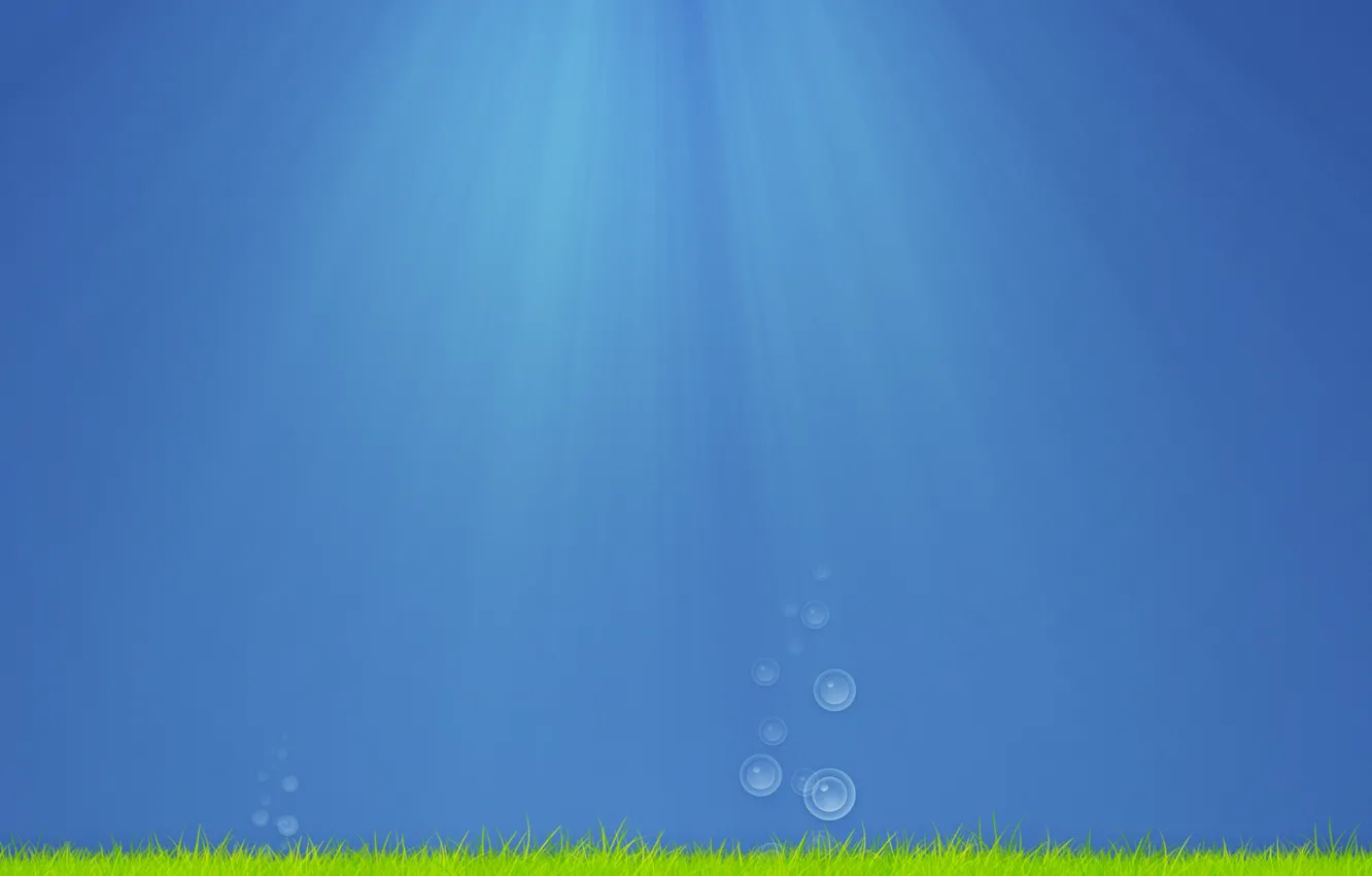 Фото обои море, трава, вода, капли, лучи, свет, водоросли, пузыри